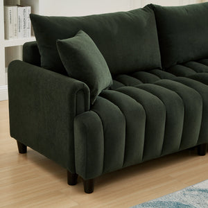 83'' Futon Sofa Bed with Polyester Fabric and 2 Pillows - Dark Green
