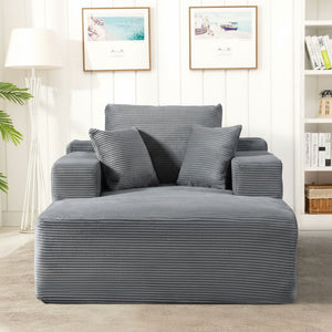 Convertible Chaise Lounge Chair With Wide Armrest & Throw Pillows