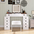 Vanity-desk-with-dimmable-led-light-with-10-drawers,-white-&-walnut-finish-Vanity-Tables