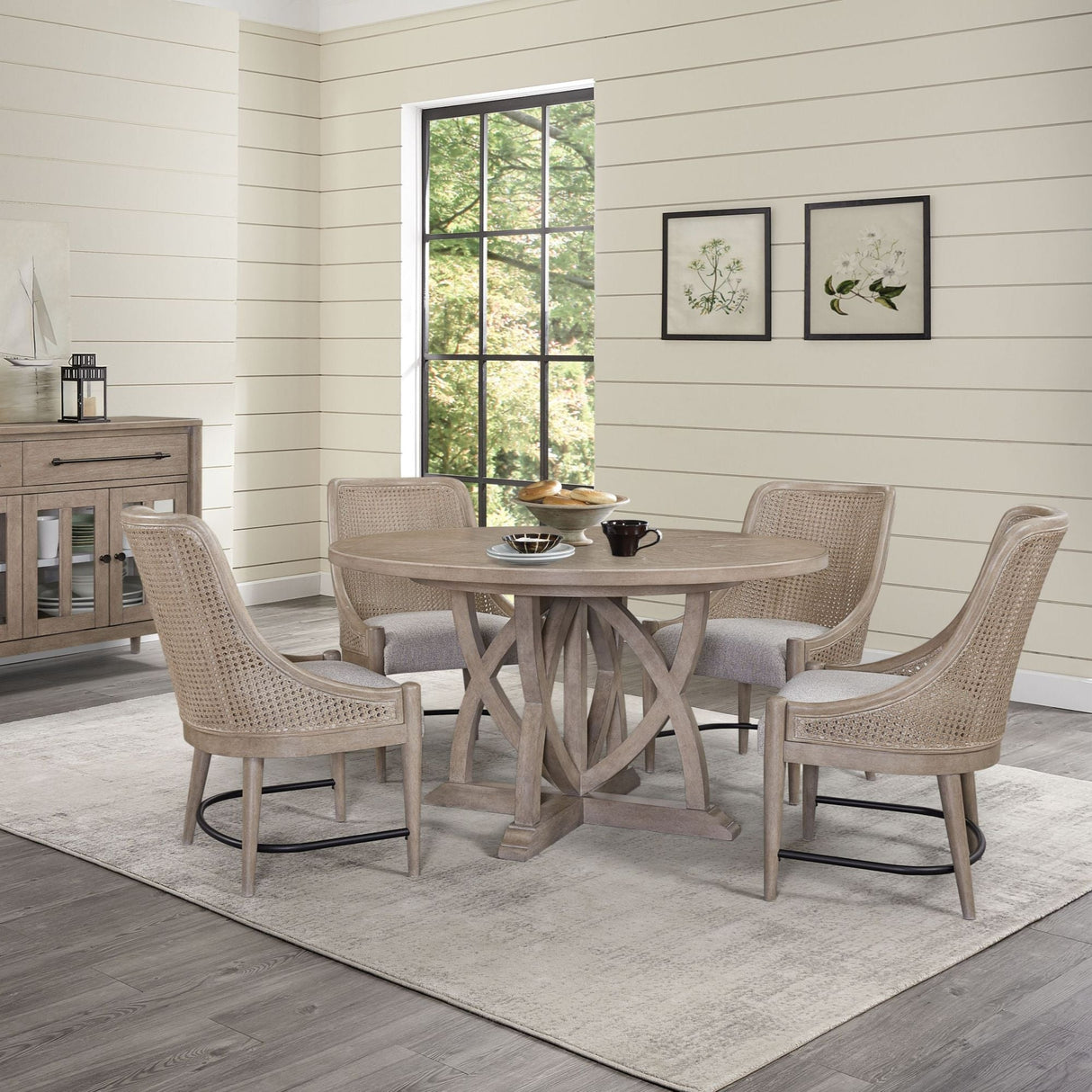 6-Piece Cane-Back Dining Collection with Expandable Table & Server