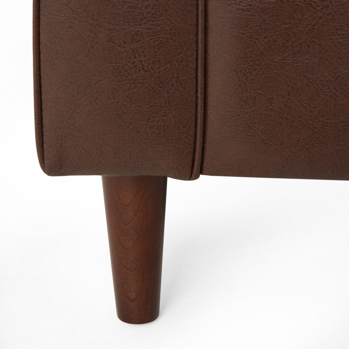 Sophisticated Club Chair with Relaxing Comfort in Dark Brown Faux Leather and Birch Wood