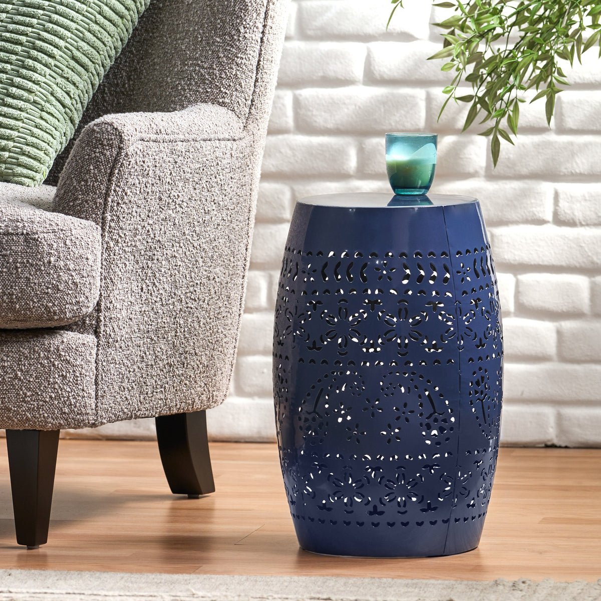 Ruby Side Table Lace Cut Metal End Table for Outdoor & Indoor Use