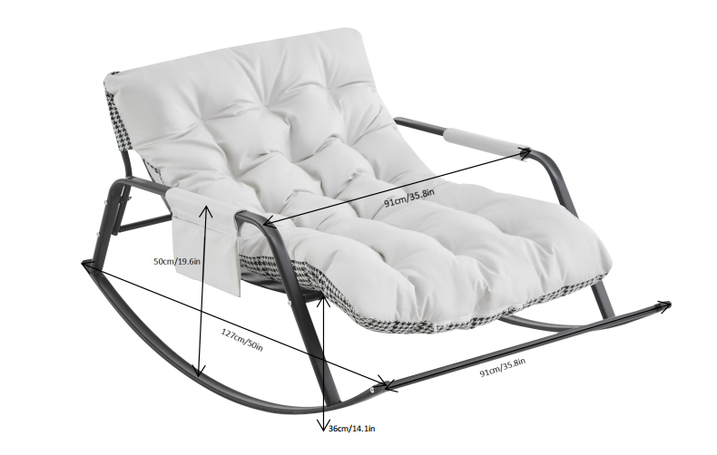 Samba Rocking Chair with Extra-Wide Technical Leather Upholstered Gliding Chair