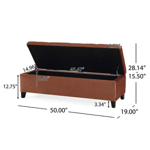 Wendover Elegant Tufted Storage Bench With Lift-Up Top And Birch Wood Legs