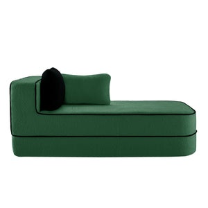 ELYSEES Right Chaise Sofa W/Pillows Teddy Fabric - Green