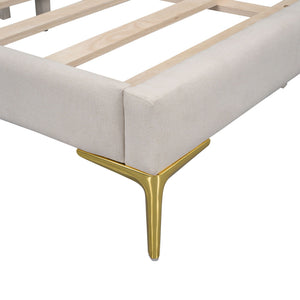 Upholstered Daybed With Headboard And Armrest, Support Legs