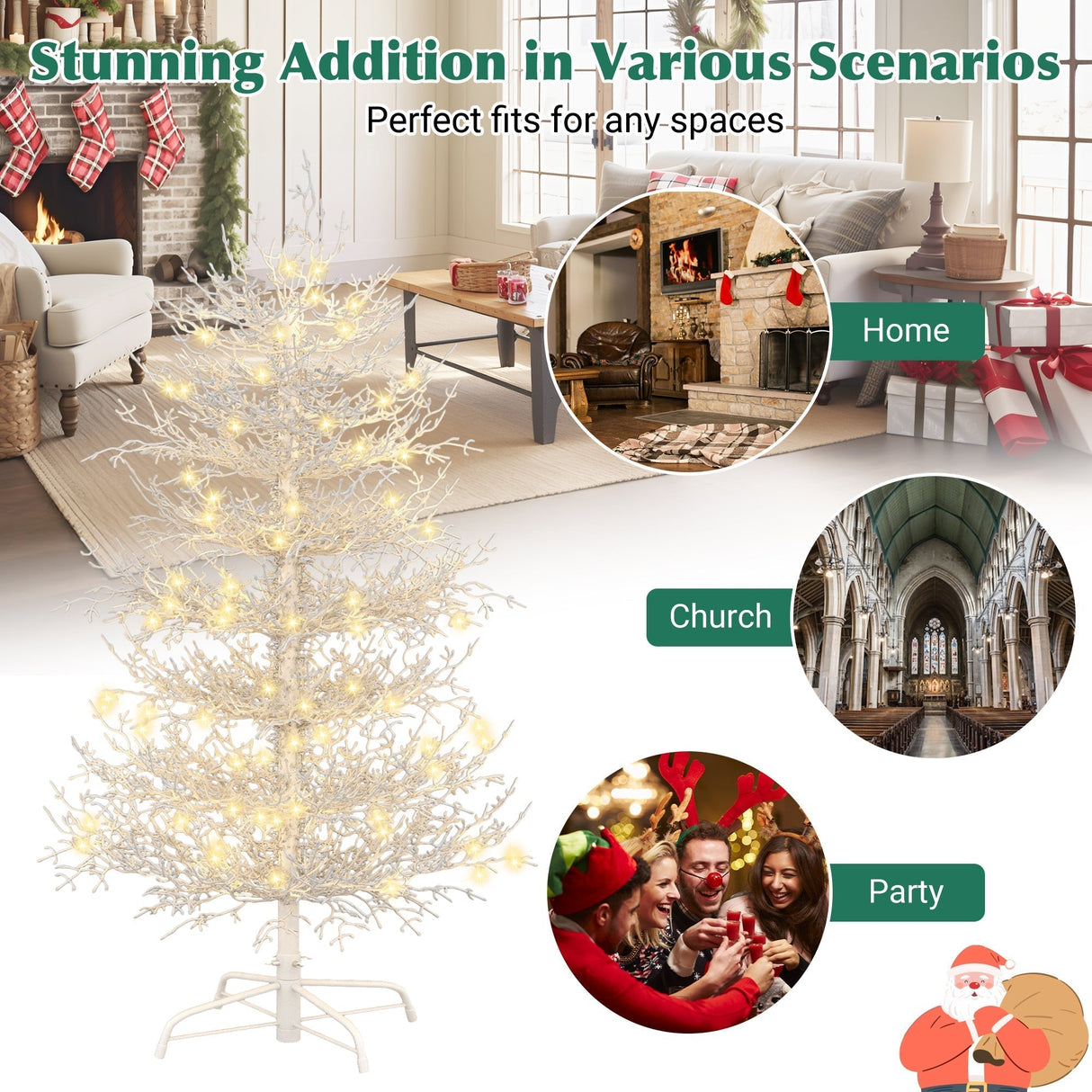 4FT Pre-lit Aspen Fir Artificial Christmas Tree with 230 Warm White LED Lights