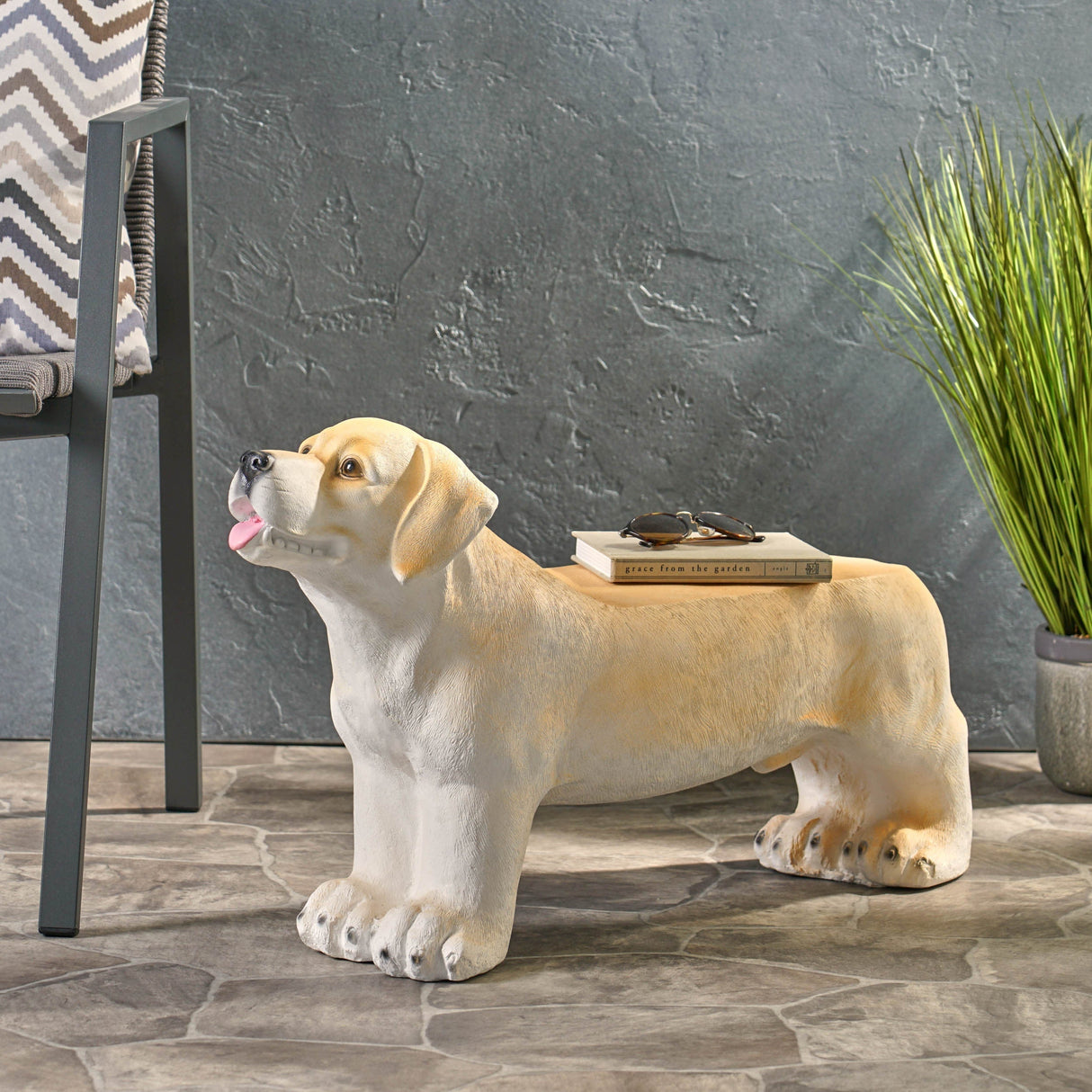MGO Dog Bench, Outdoor Light Brown, No Assembly Required