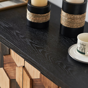 Distressed Storage Cabinet with Honeycomb Pattern
