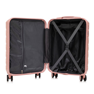 ABS 2-Piece Luggage Set with Spinner Wheels and Combination Lock - Pink