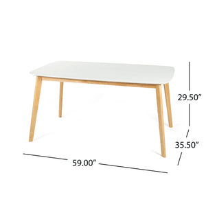 Dining Table With Splayed Rubberwood Legs & Faux Wood Tabletop