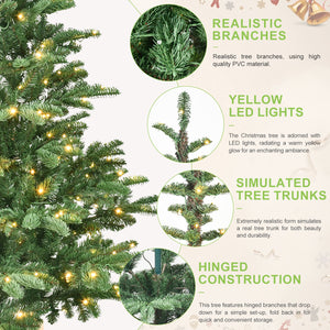 7ft Pre-Lit Christmas Tree with 400 Warm Lights