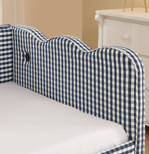 Cozy Gingham Daybed with Trundle Twin Size Sofa Bed