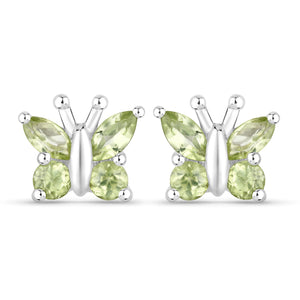 1.00 Carat Genuine Peridot .925 Sterling Silver Earrings