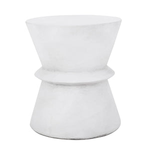 Outdoor Lightweight Concrete End Table With Hourglass Structure - Antique White