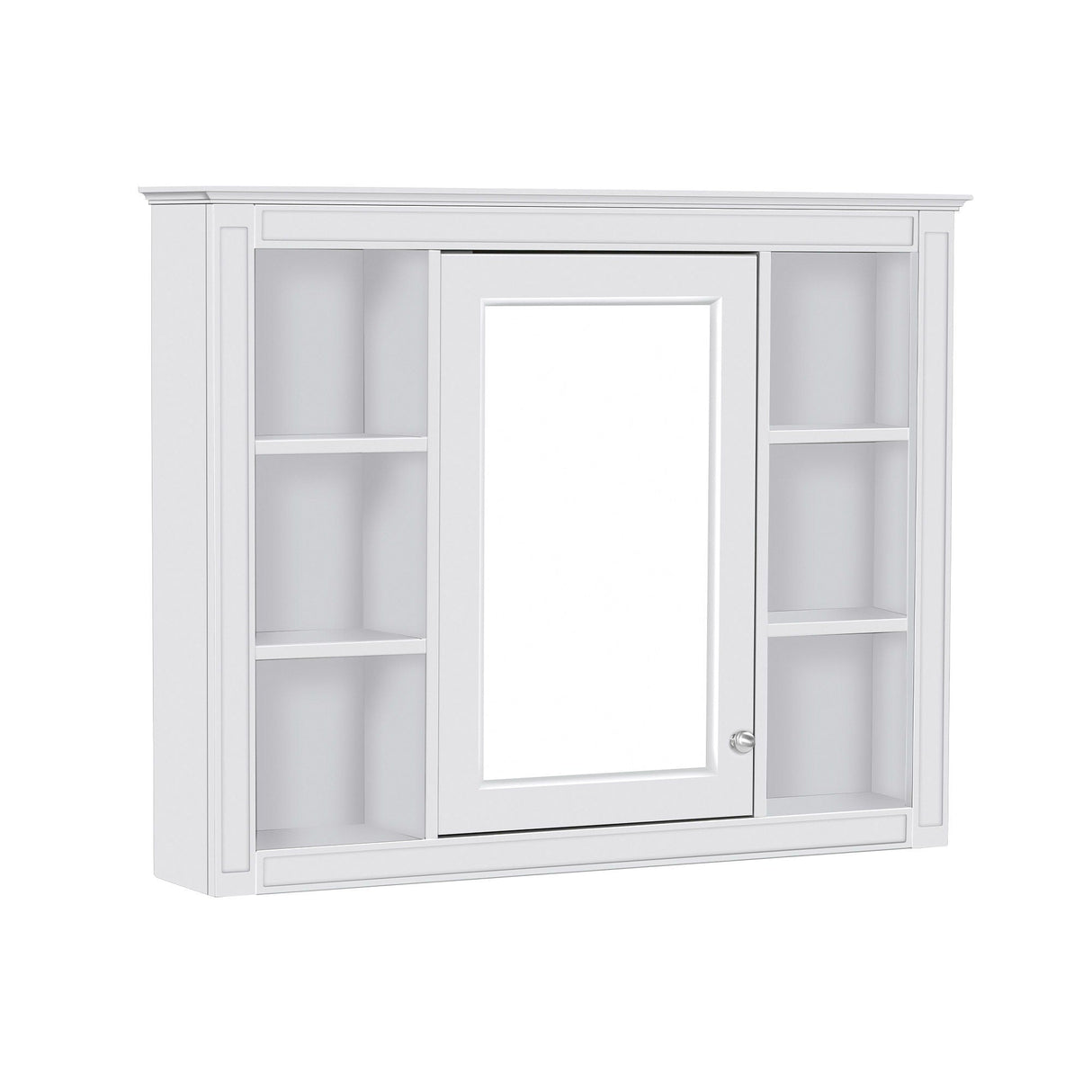 Bathroom Vanity With Mirror Cabinet, Single Sink With 2 Soft Closing Doors And 4 Drawers
