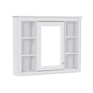 Bathroom Vanity With Mirror Cabinet, Single Sink With 2 Soft Closing Doors And 4 Drawers