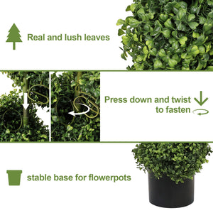 7FT Spiral Topiary Trees with Realistic Faux Boxwood - Green
