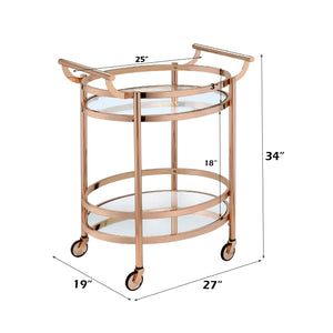 Lakelyn Clear Glass & Rose Gold Finish Serving Cart