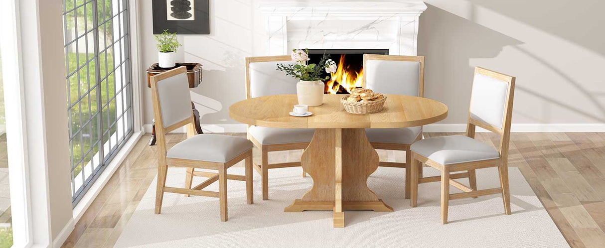 TREXM Farmhouse 5-Piece Dining Table Set