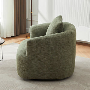 360° Swivel Barrel Sofa Chair With Throw Pillow, Upholstered Accent Chair