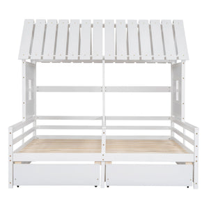 House Platform Beds With 2 Drawers, Side By Side Design
