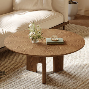 Rustic Ash Wood Veneer Coffee Table