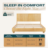 Natural Queen Size Wood Bed Frame With Reeded Headboard