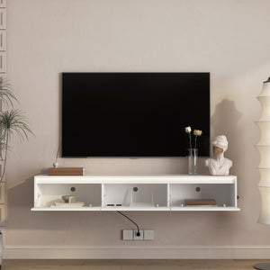High-Gloss Suspended TV Cabinet with LED Lights