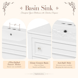 Bathroom Vanity With Medicine Cabinet, Storage Cabinet With 4 Drawers, Adjustable Shelf Mirror