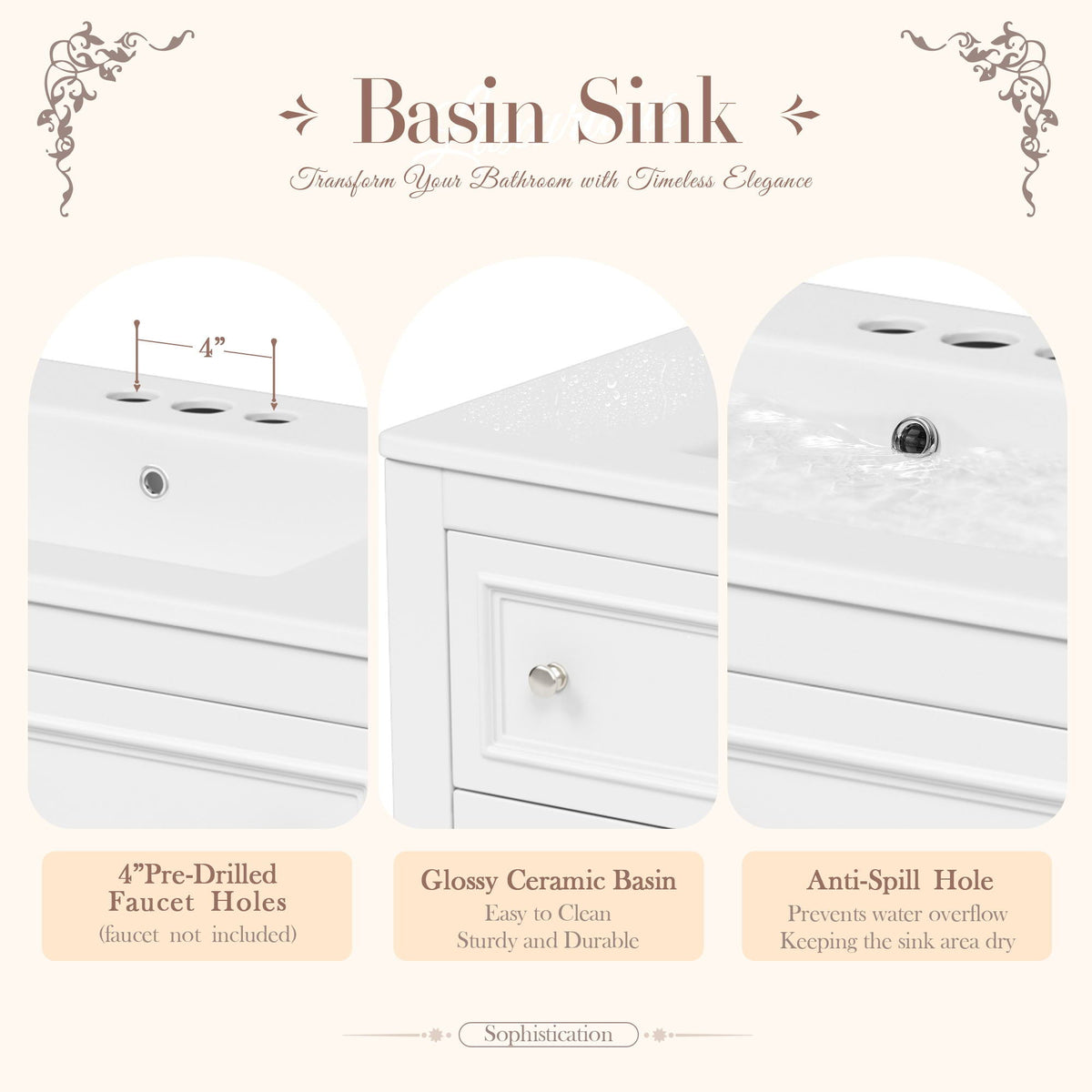 Bathroom Vanity With Medicine Cabinet, Storage Cabinet With 4 Drawers, Adjustable Shelf Mirror