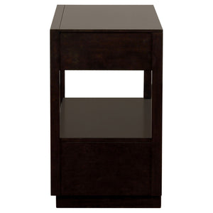 2 Drawer Nightstand With Trim And USB Charging - Brown