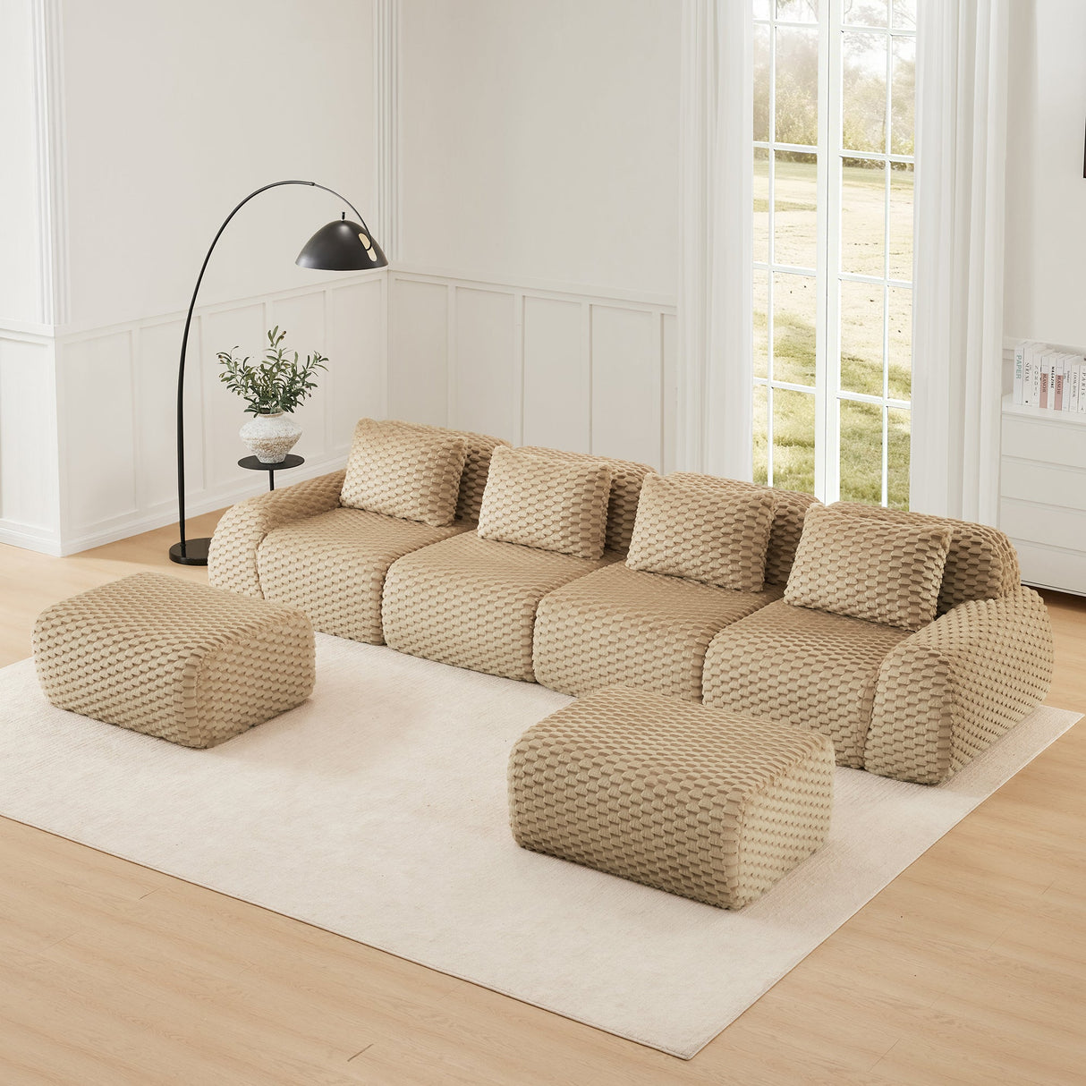 146" Modern U-Shaped Modular Sectional Sofa