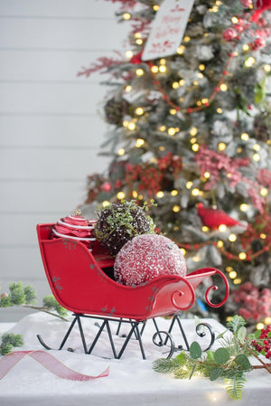 Iron Sleigh Large, Distressed Christmas Santa Sleigh Holiday Decoration