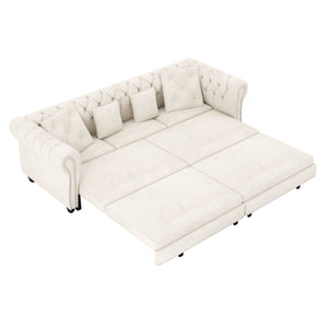 3 In 1 Pull Out Convertible Sleeper Sofa Bed, King Size, Chaise Lounge