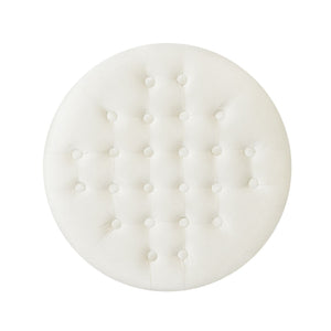 Elegant Round Ottoman Footstool With Studded Rim