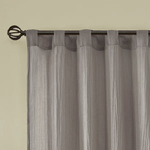 Solid Crushed Curtain Panel Pair with Sheer Texture - Grey