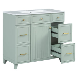 Bathroom Vanity With Ceramic Sink, Soft Close Doors, Adjustable Shelves