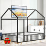 Metal Bed House Bed Frame With Fence