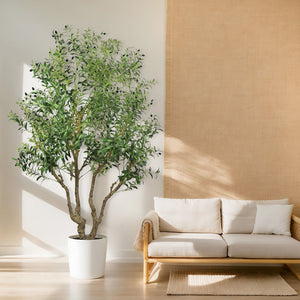 Artificial Olive Tree Large With Trunk, Indoor / Outdoor Decorative Plant For Living Room - Green