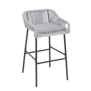 La Push Outdoor Patio Light Gray Rope Bar Stool, Set of 2