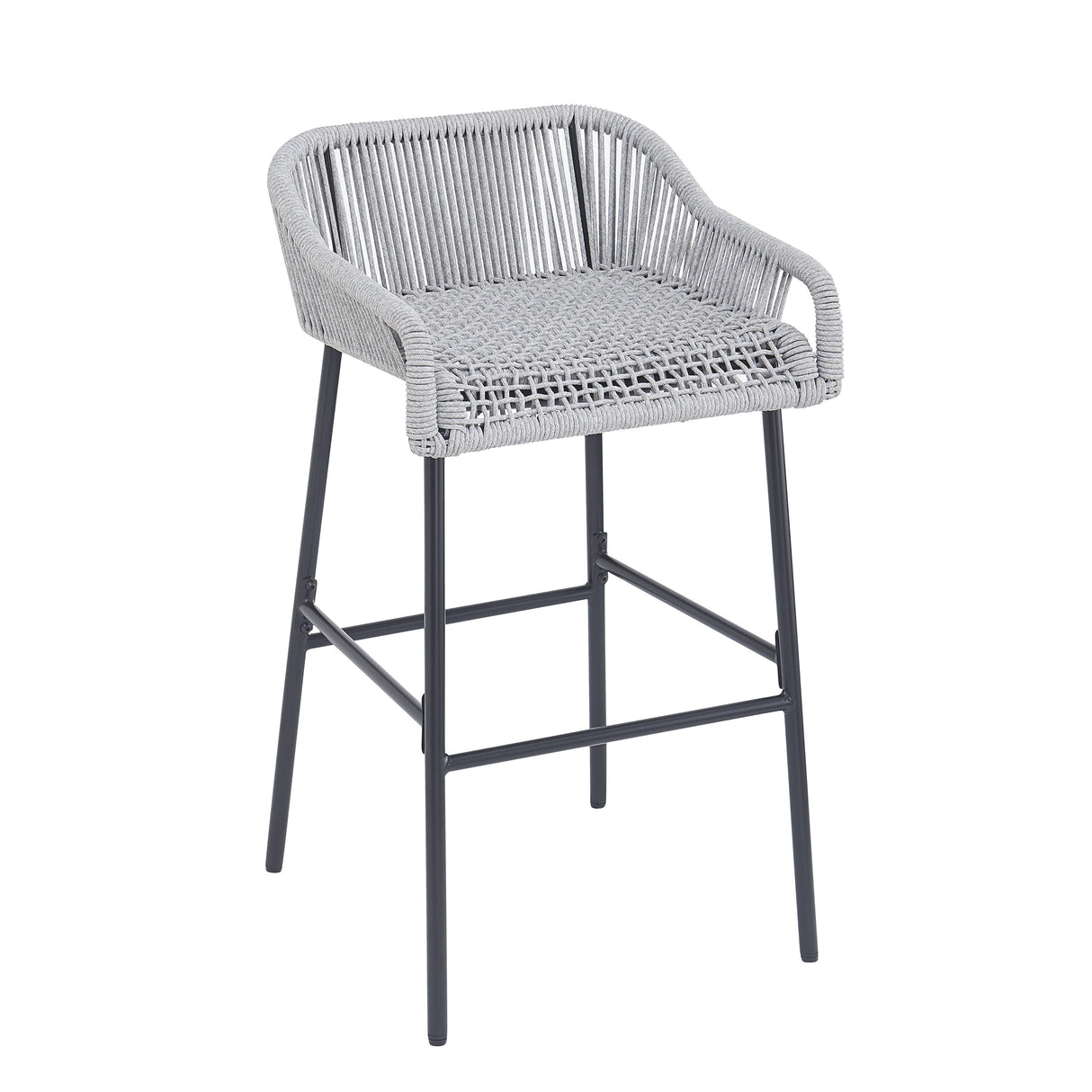 La Push Outdoor Patio Light Gray Rope Bar Stool, Set of 2
