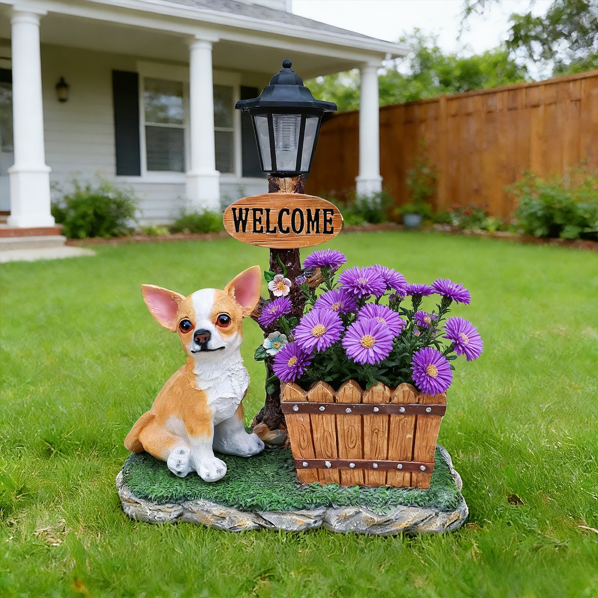Sitting Chihuahua Dog Planter Statue