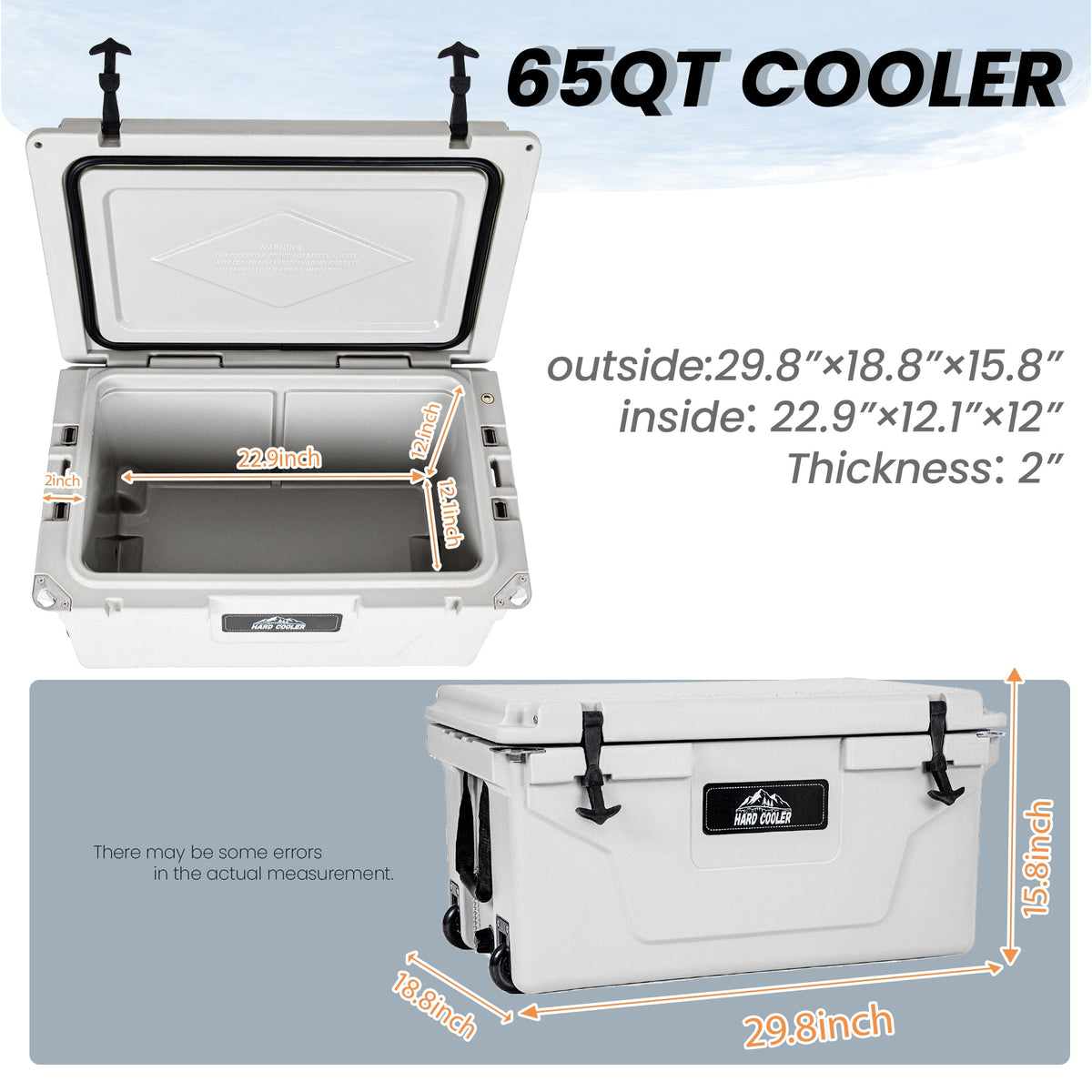65QT Portable Insulated Cooler Box