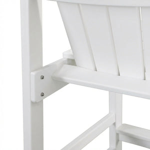 Outdoor Bar Height Adirondack Patio Chair With Cup Holder And Armrests All Weather UV Resistant - White