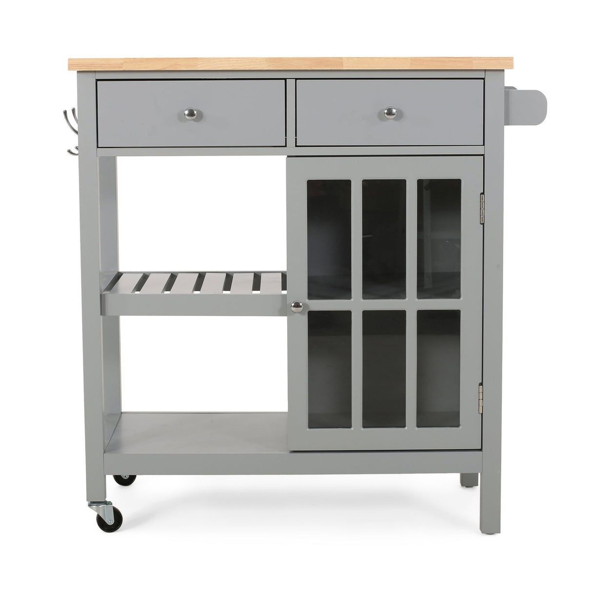 Aidah Contemporary Kitchen Cart With Wheels - Gray