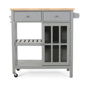 Aidah Contemporary Kitchen Cart With Wheels - Gray