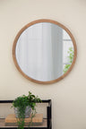 Circle Wall Mirror with Wooden Frame - Black, Light Brown, Dark Brown