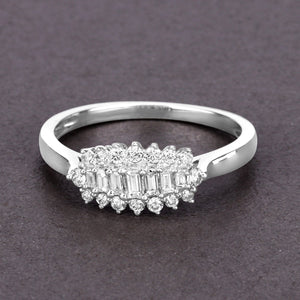 0.37 Carat Genuine White Diamond 14K White Gold Ring (E-F Color, VS-SI Clarity)