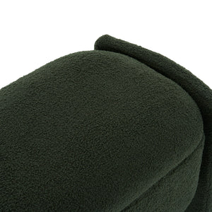 Elegant Long Shaped Storage Ottoman Bench, Boucle Material, Simple And Grand Design - Dark Green